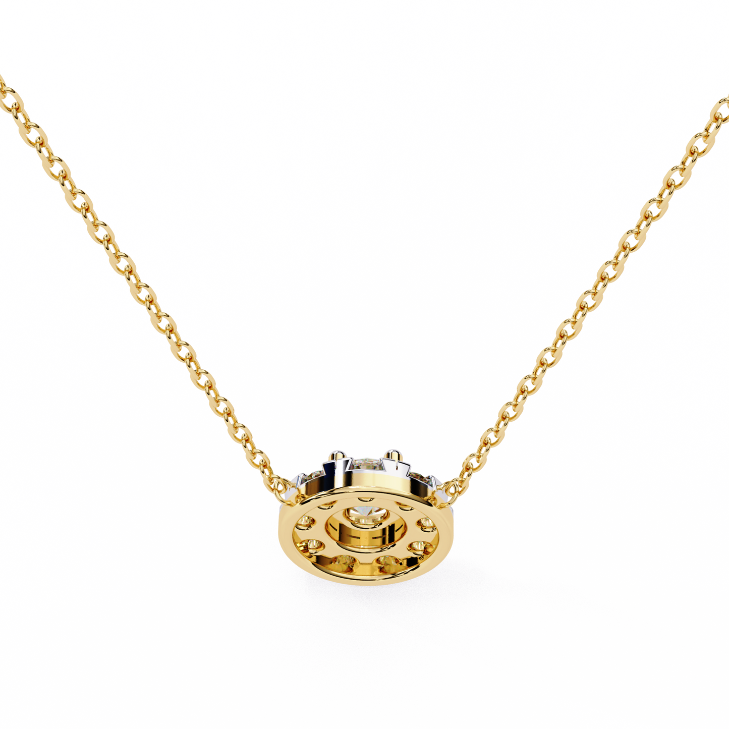0.240ct Round Cut Lab Grown Diamond Halo Necklace