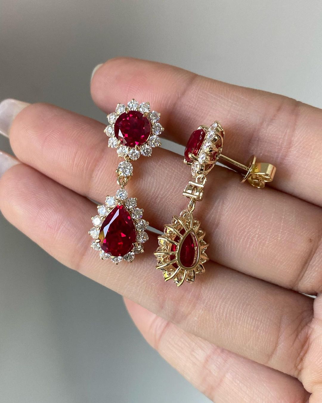 Red Garnet Drop Earring