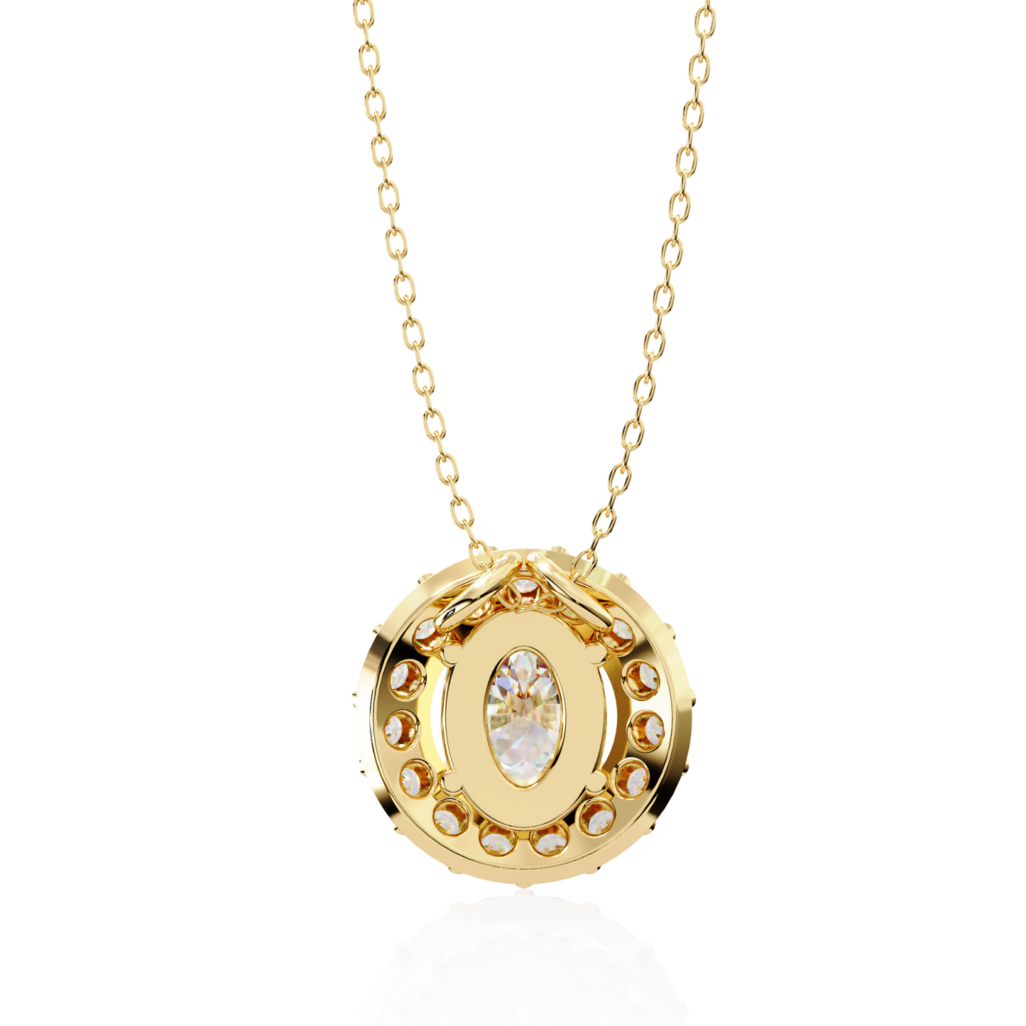 0.970CT Oval Halo Lab Grown Diamond Pendant Necklace