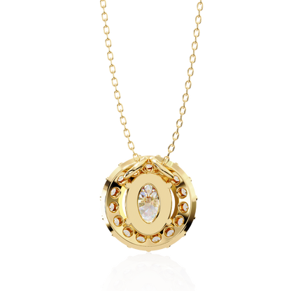0.970CT Oval Halo Lab Grown Diamond Pendant Necklace