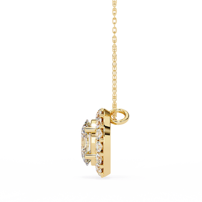 0.970CT Oval Halo Lab Grown Diamond Pendant Necklace
