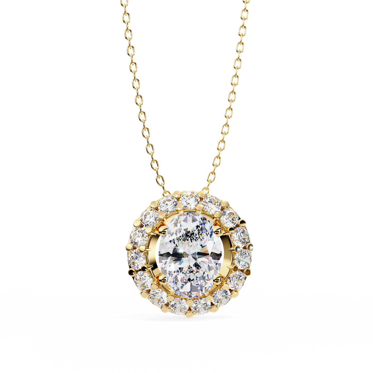 diamond necklace with halo oval​