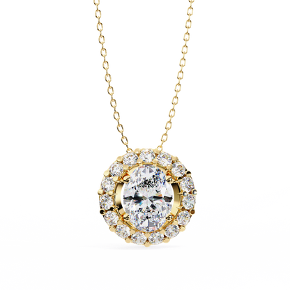 diamond necklace with halo oval​