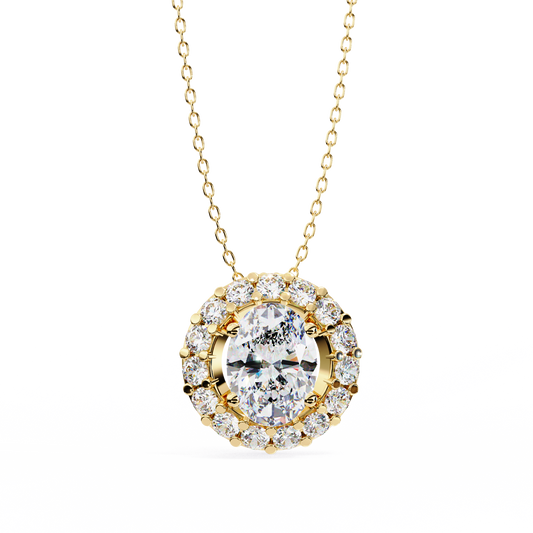 diamond necklace with halo oval​
