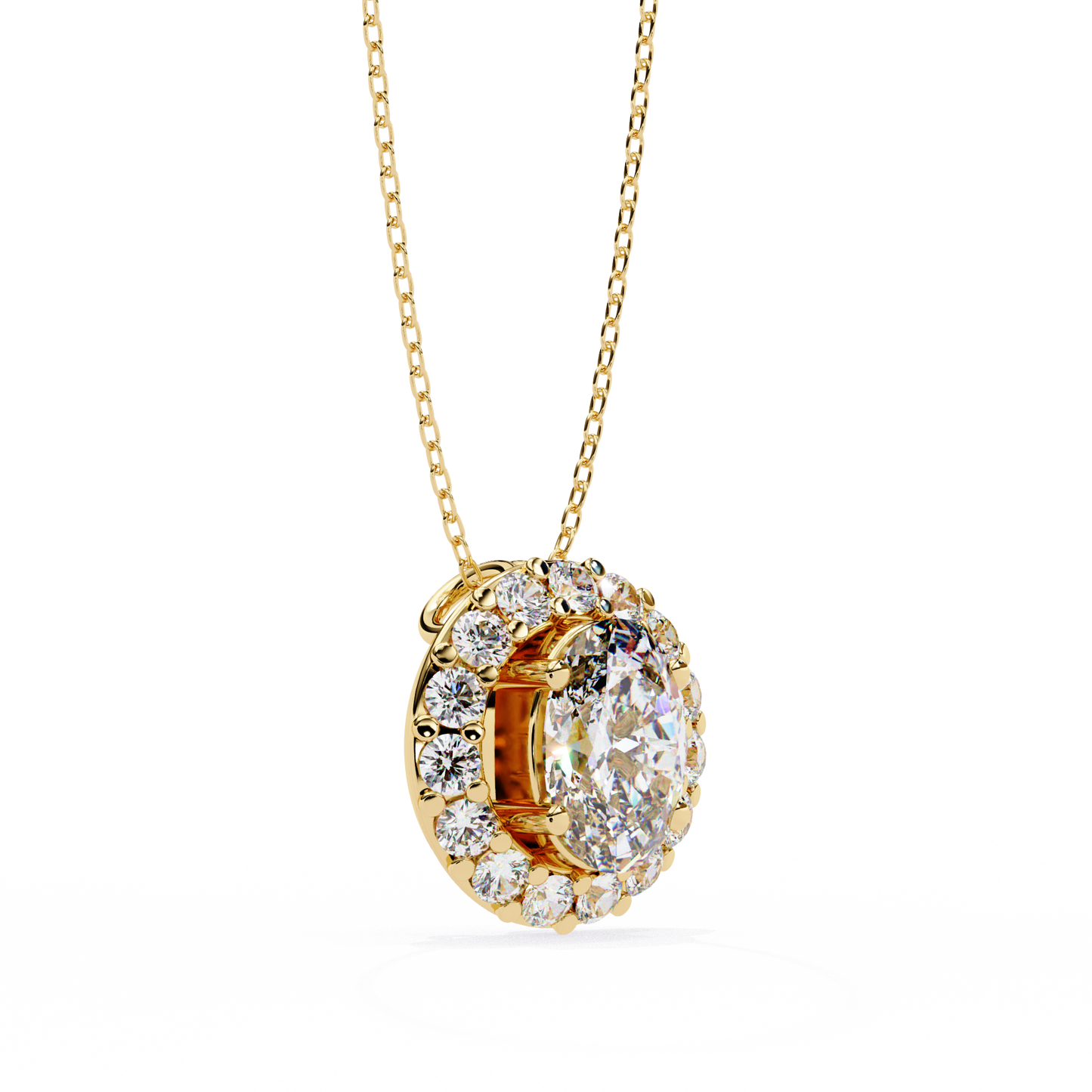 oval diamond necklace with halo​

