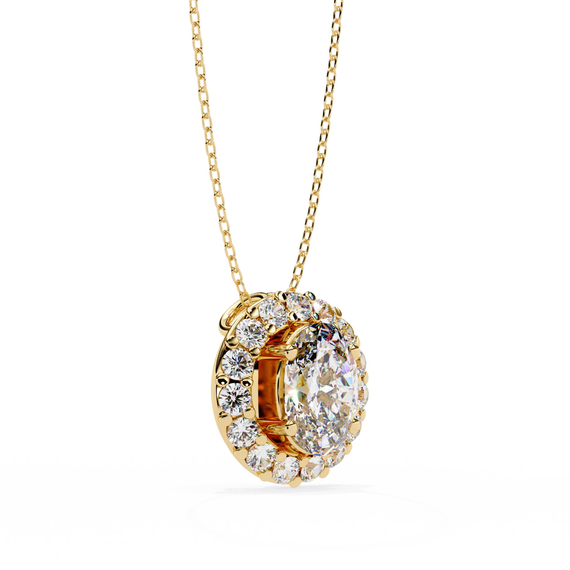 oval diamond necklace with halo​

