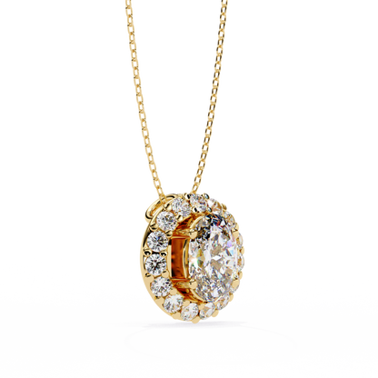 oval diamond necklace with halo​

