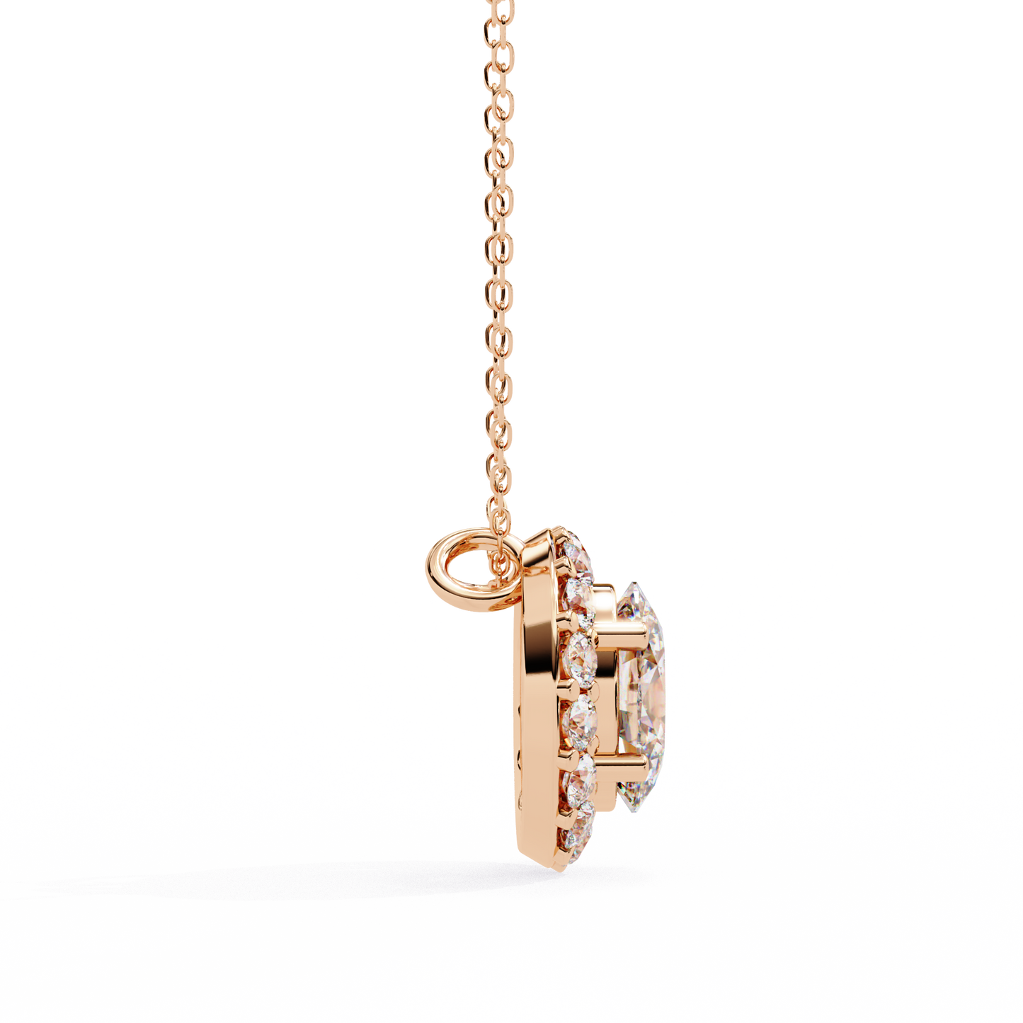 oval halo pendant necklace​

