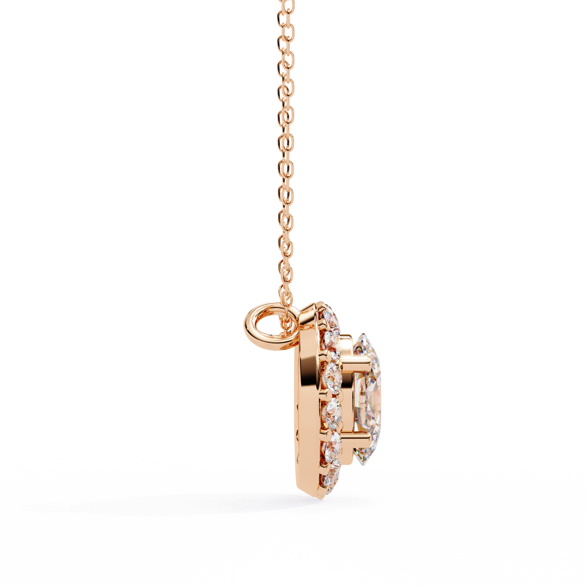 oval halo pendant necklace​

