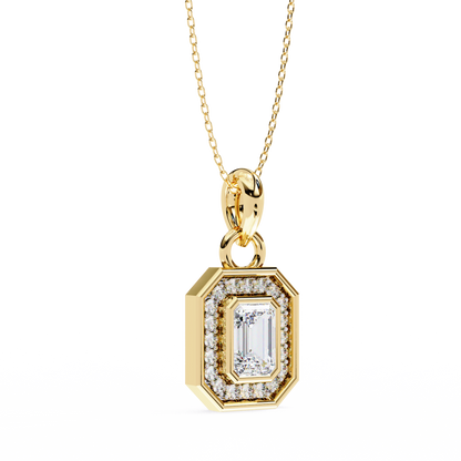 0.970CT Emerald Halo Lab Diamond Pendant Necklace