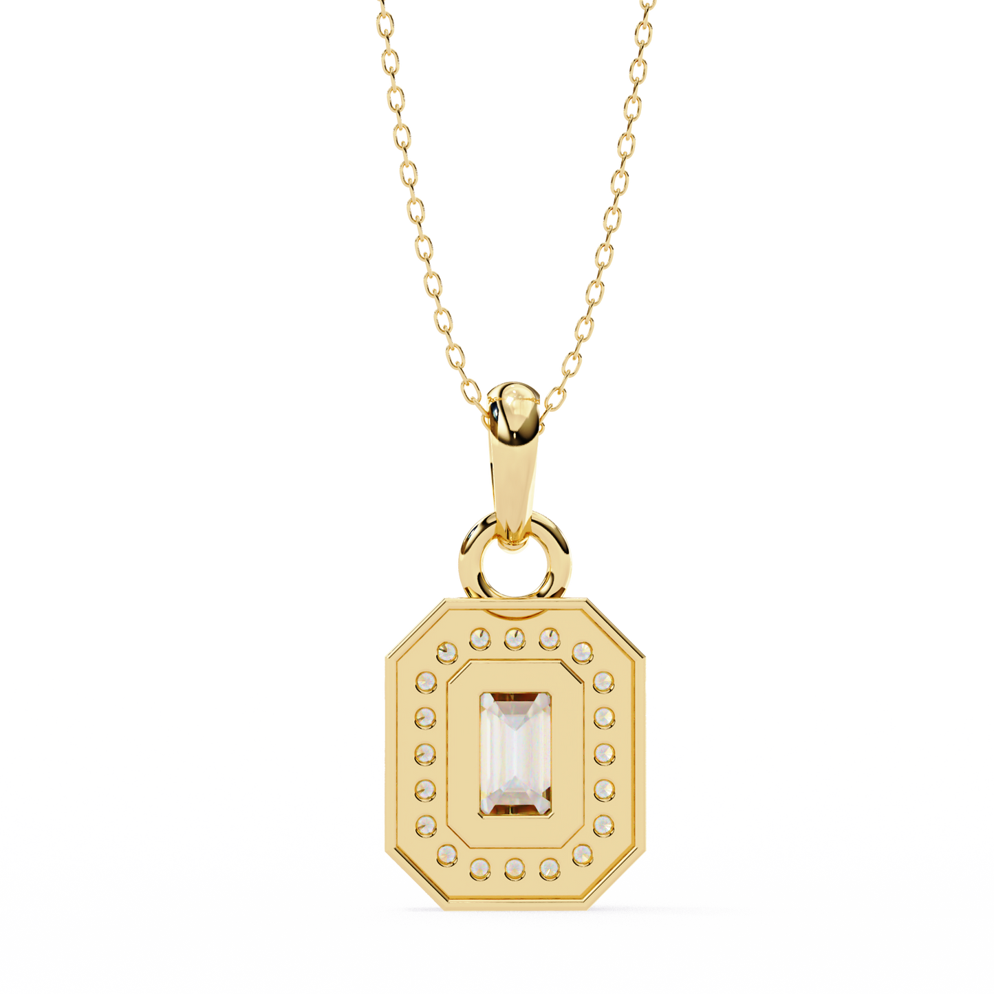 0.970CT Emerald Halo Lab Diamond Pendant Necklace