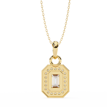 0.970CT Emerald Halo Lab Diamond Pendant Necklace