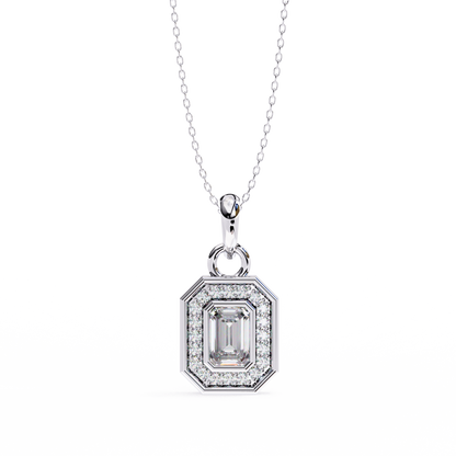 0.970CT Emerald Halo Lab Diamond Pendant Necklace