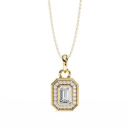 0.970CT Emerald Halo Lab Diamond Pendant Necklace