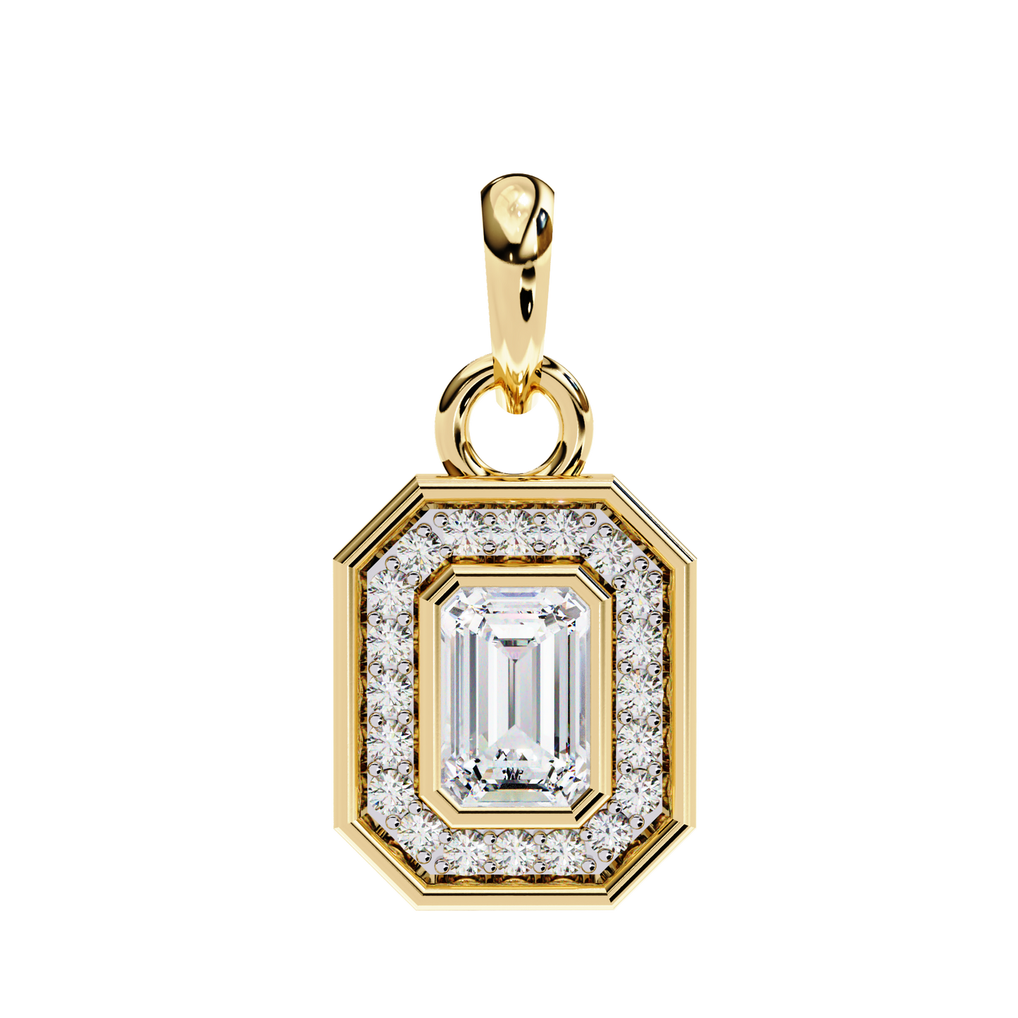 0.970CT Emerald Halo Lab Diamond Pendant Necklace