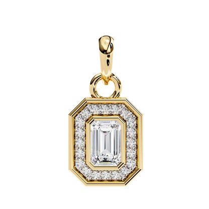 0.970CT Emerald Halo Lab Diamond Pendant Necklace