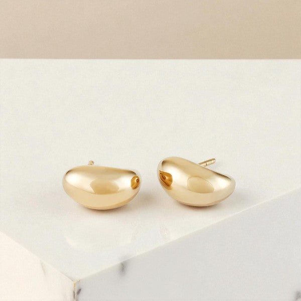 Bold Dome Huggie Hoop Earrings • 14K Gold Chunky Mini Hoops