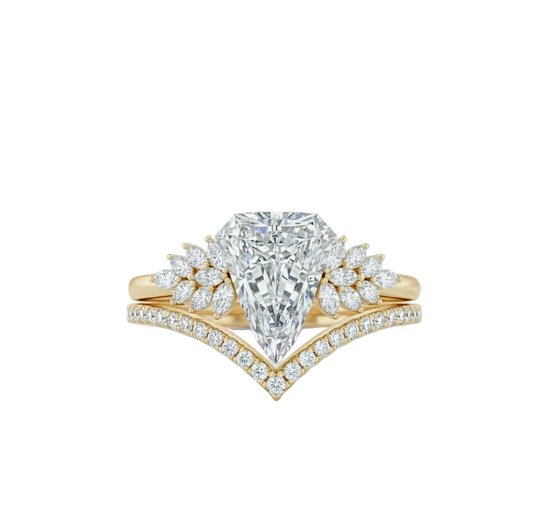 2.50 Ct Shield Cut Lab-Grown Ring Set – Chevron Wedding Band