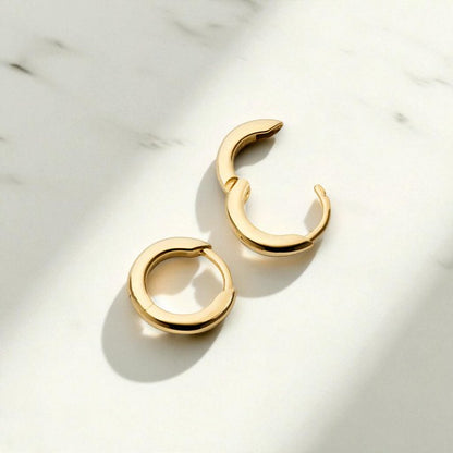 Classic Gold Tube Huggie Hoops • 14k Gold Hoops