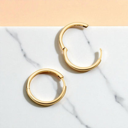 Classic Gold Hoop Earrings • 14K Gold Tube Hoops
