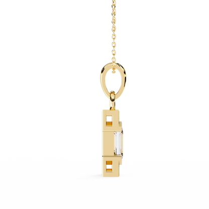 1.03CT Emerald Lab Diamond Vertical Bar Pendant Necklace