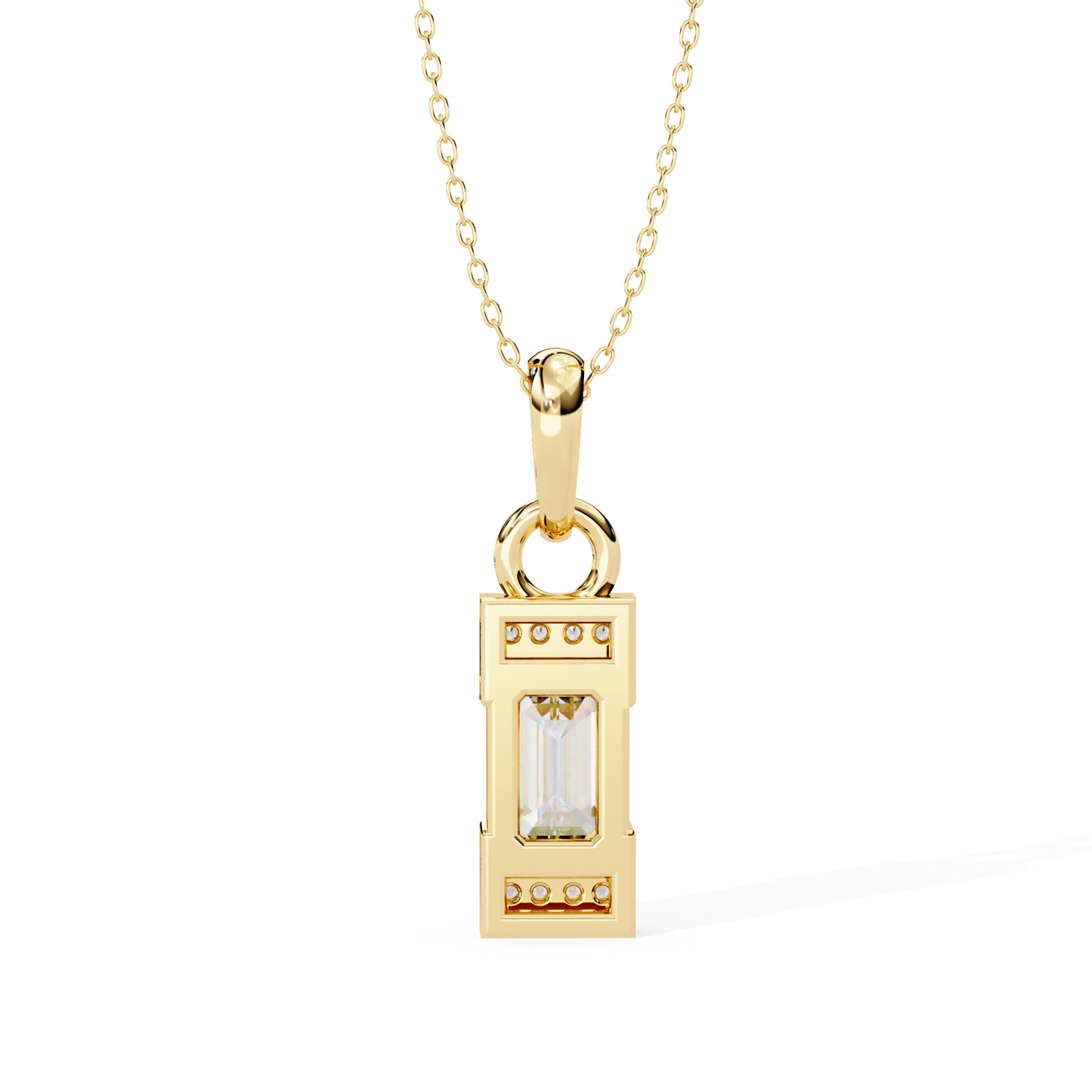 1.03CT Emerald Lab Diamond Vertical Bar Pendant Necklace