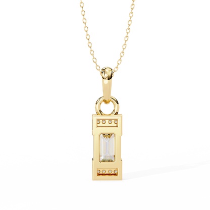 1.03CT Emerald Lab Diamond Vertical Bar Pendant Necklace