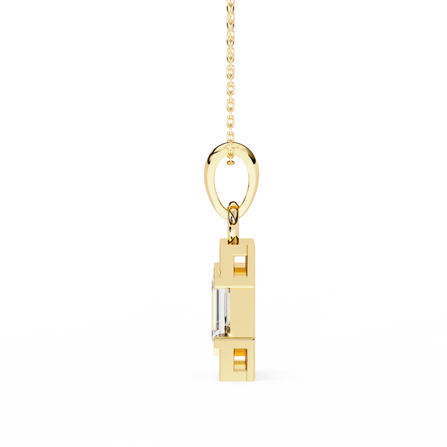 1.03CT Emerald Lab Diamond Vertical Bar Pendant Necklace