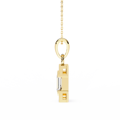 1.03CT Emerald Lab Diamond Vertical Bar Pendant Necklace