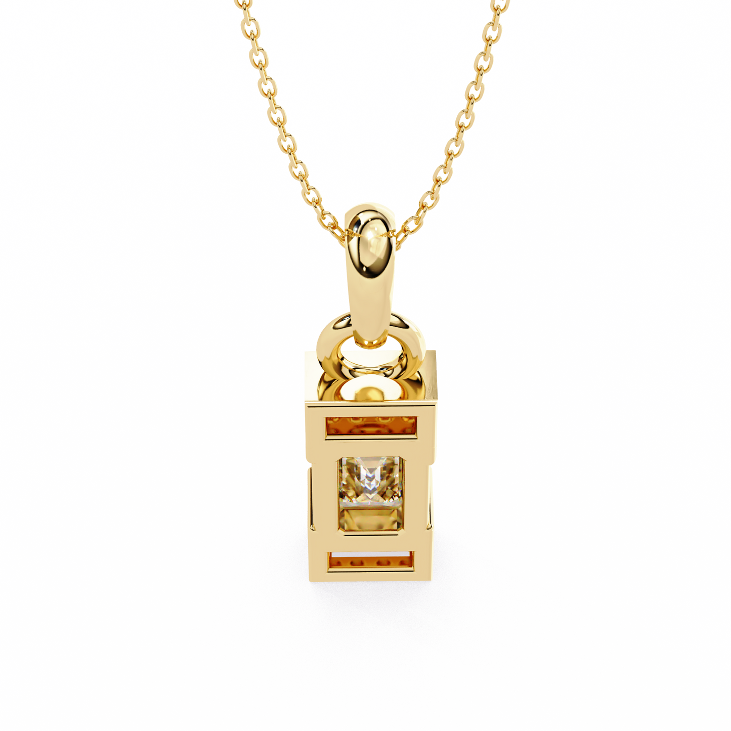 1.03CT Emerald Lab Diamond Vertical Bar Pendant Necklace
