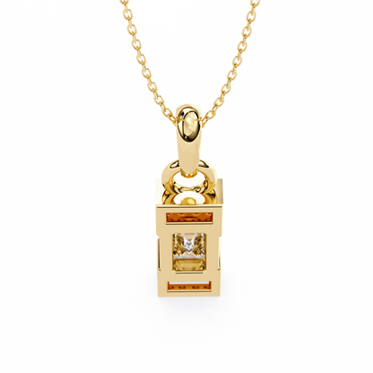 1.03CT Emerald Lab Diamond Vertical Bar Pendant Necklace
