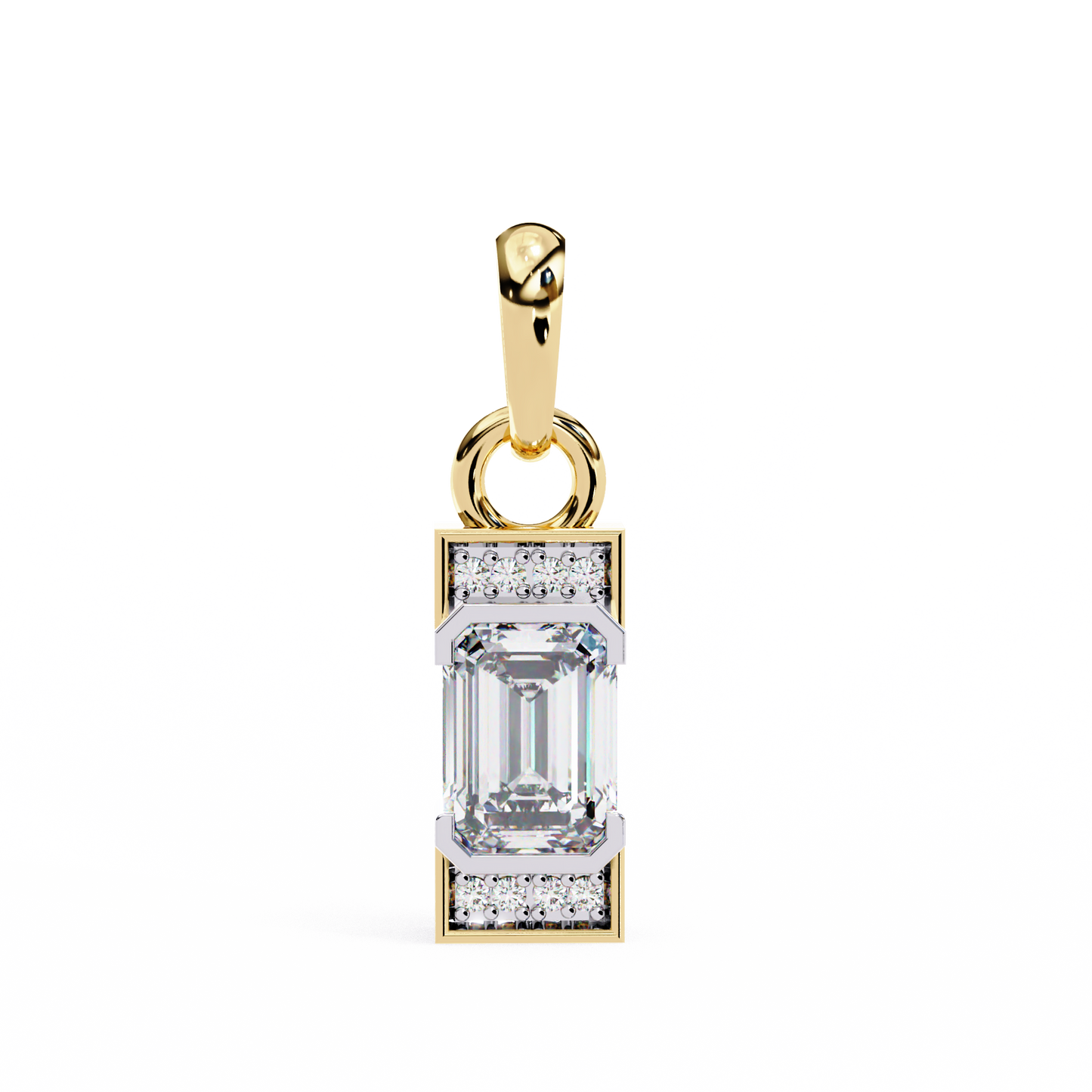 1.03CT Emerald Lab Diamond Vertical Bar Pendant Necklace