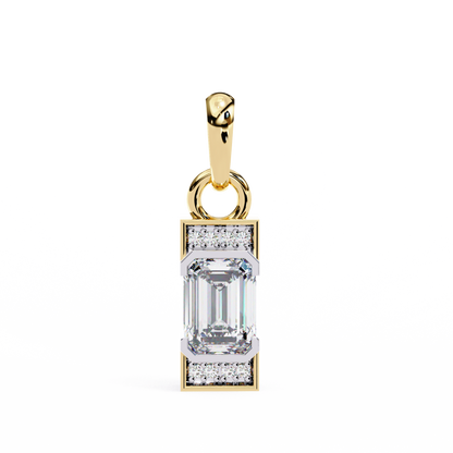 1.03CT Emerald Lab Diamond Vertical Bar Pendant Necklace
