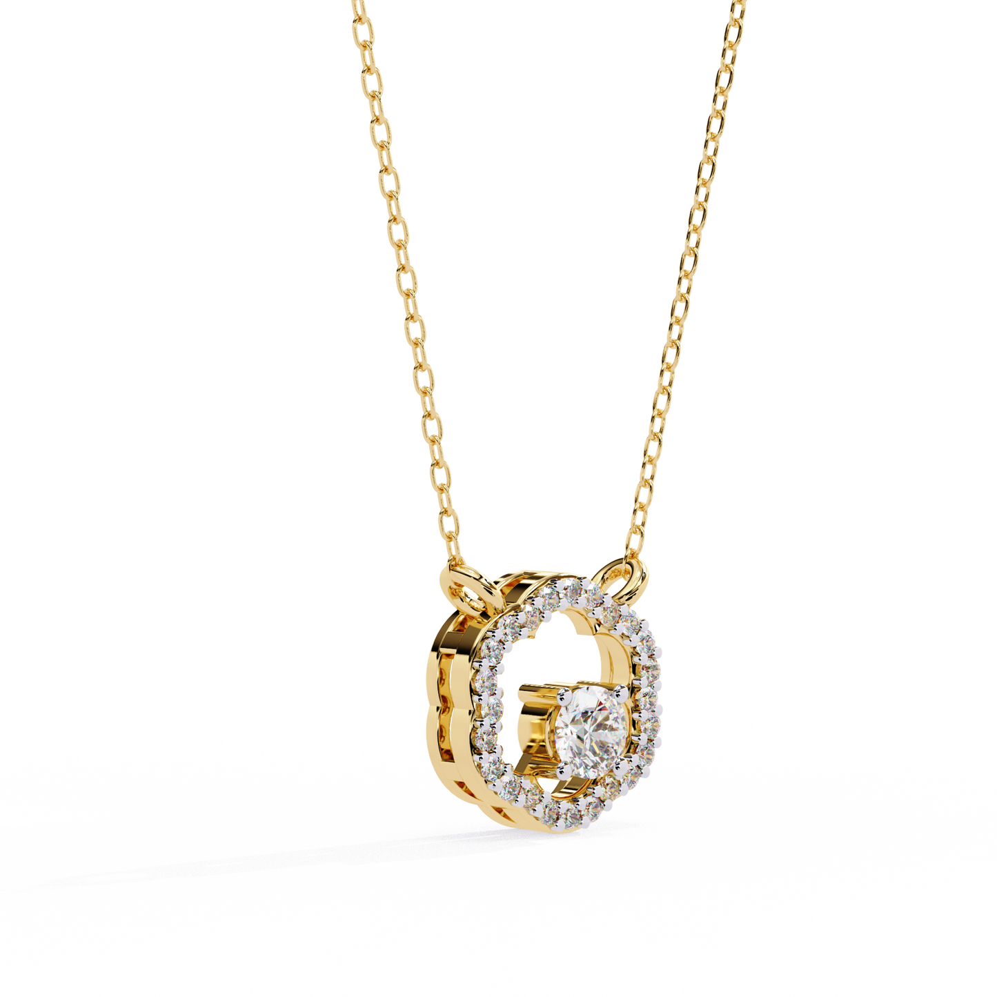 0.30CT Floral Lab Grown Diamond Pendant Necklace in Gold