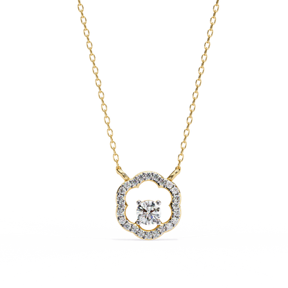 0.30CT Floral Lab Grown Diamond Pendant Necklace in Gold