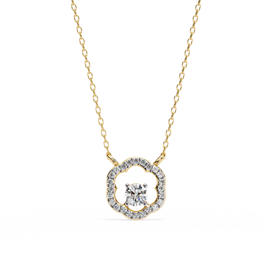 0.30CT Floral Lab Grown Diamond Pendant Necklace in Gold