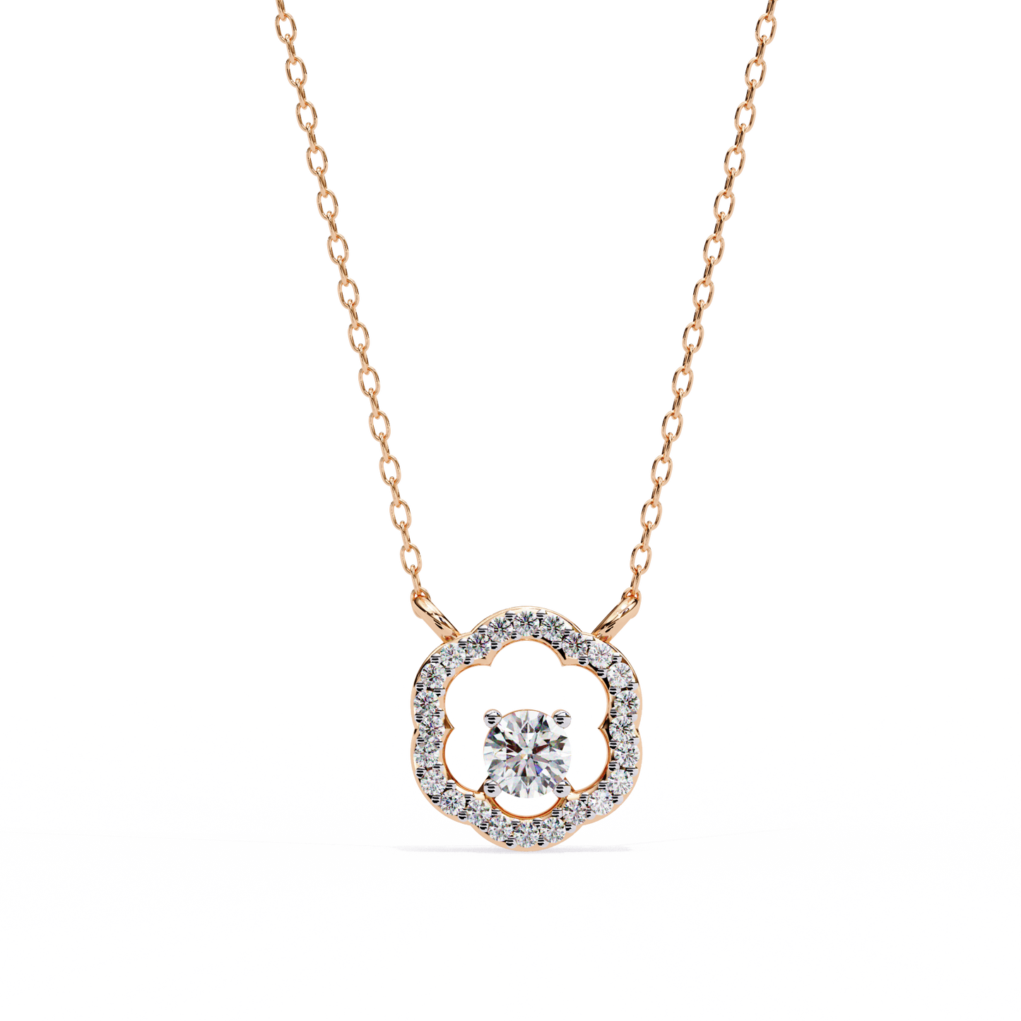 0.30CT Floral Lab Grown Diamond Pendant Necklace in Gold