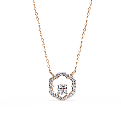 0.30CT Floral Lab Grown Diamond Pendant Necklace in Gold