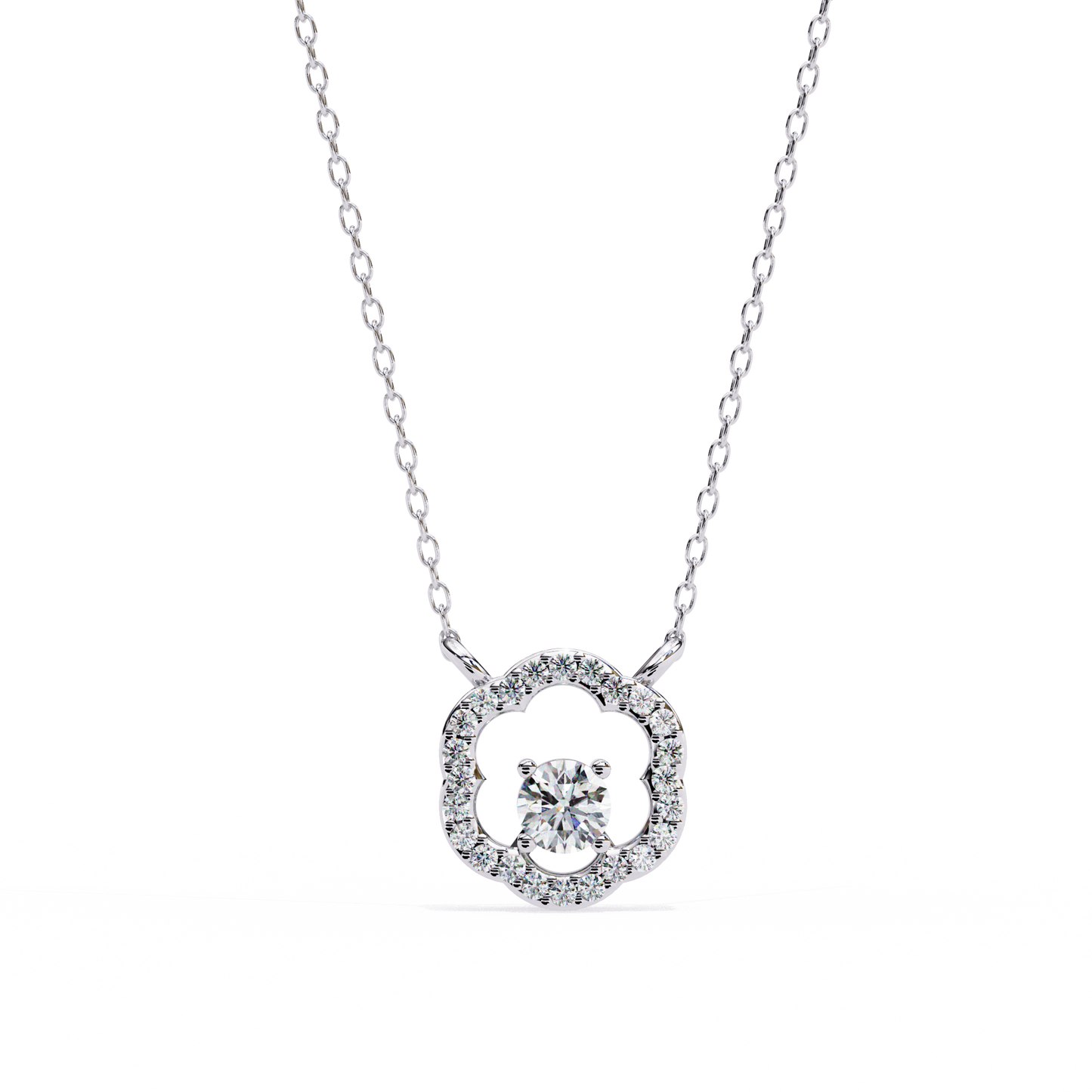 0.30CT Floral Lab Grown Diamond Pendant Necklace in Gold