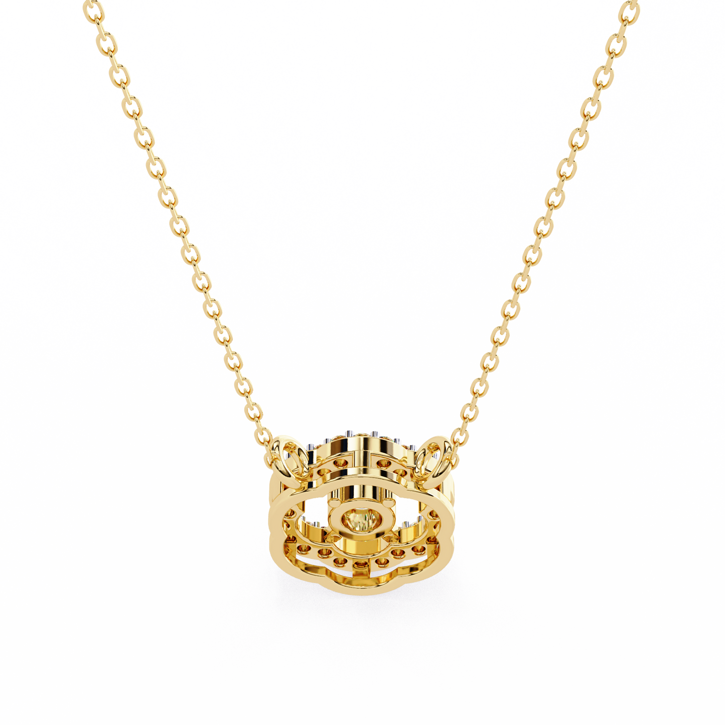 0.30CT Floral Lab Grown Diamond Pendant Necklace in Gold