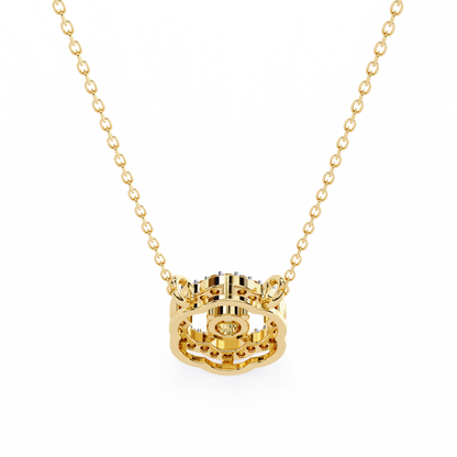 0.30CT Floral Lab Grown Diamond Pendant Necklace in Gold