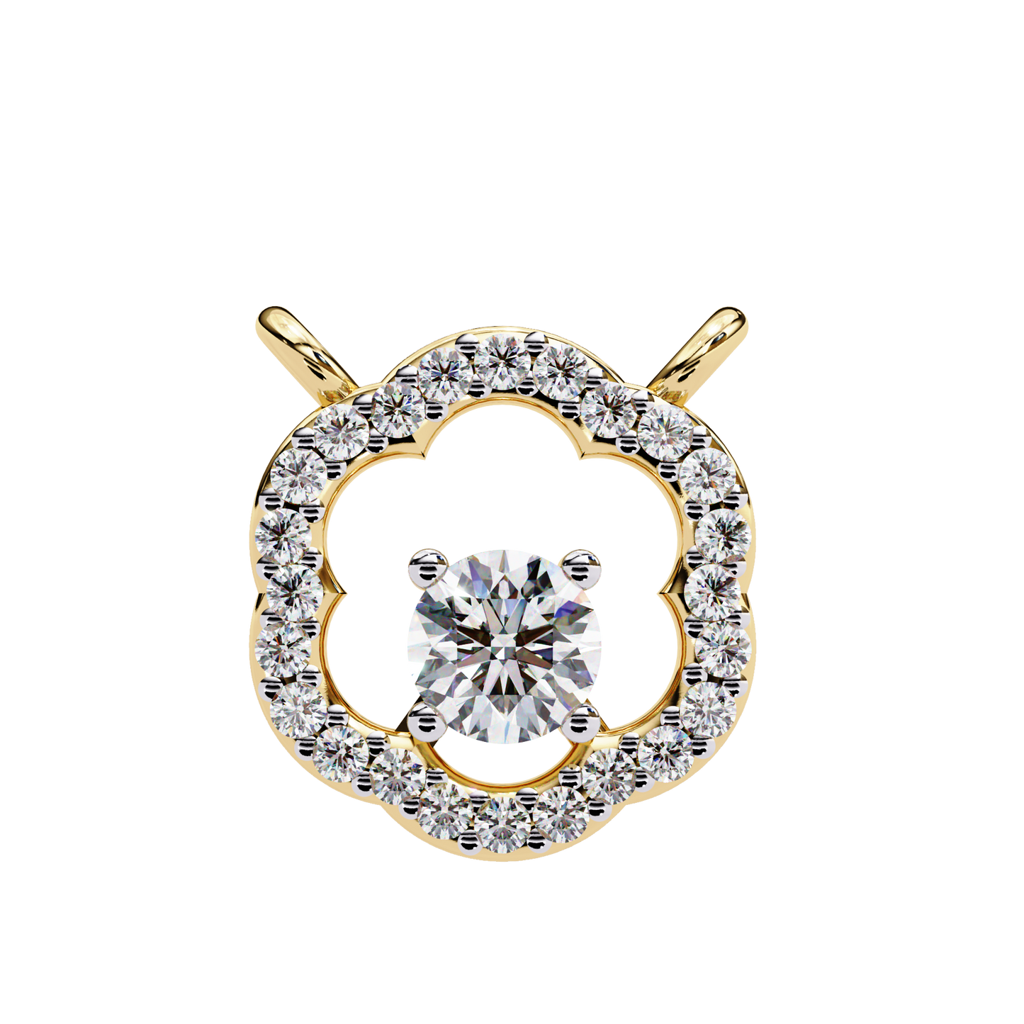 0.30CT Floral Lab Grown Diamond Pendant Necklace in Gold