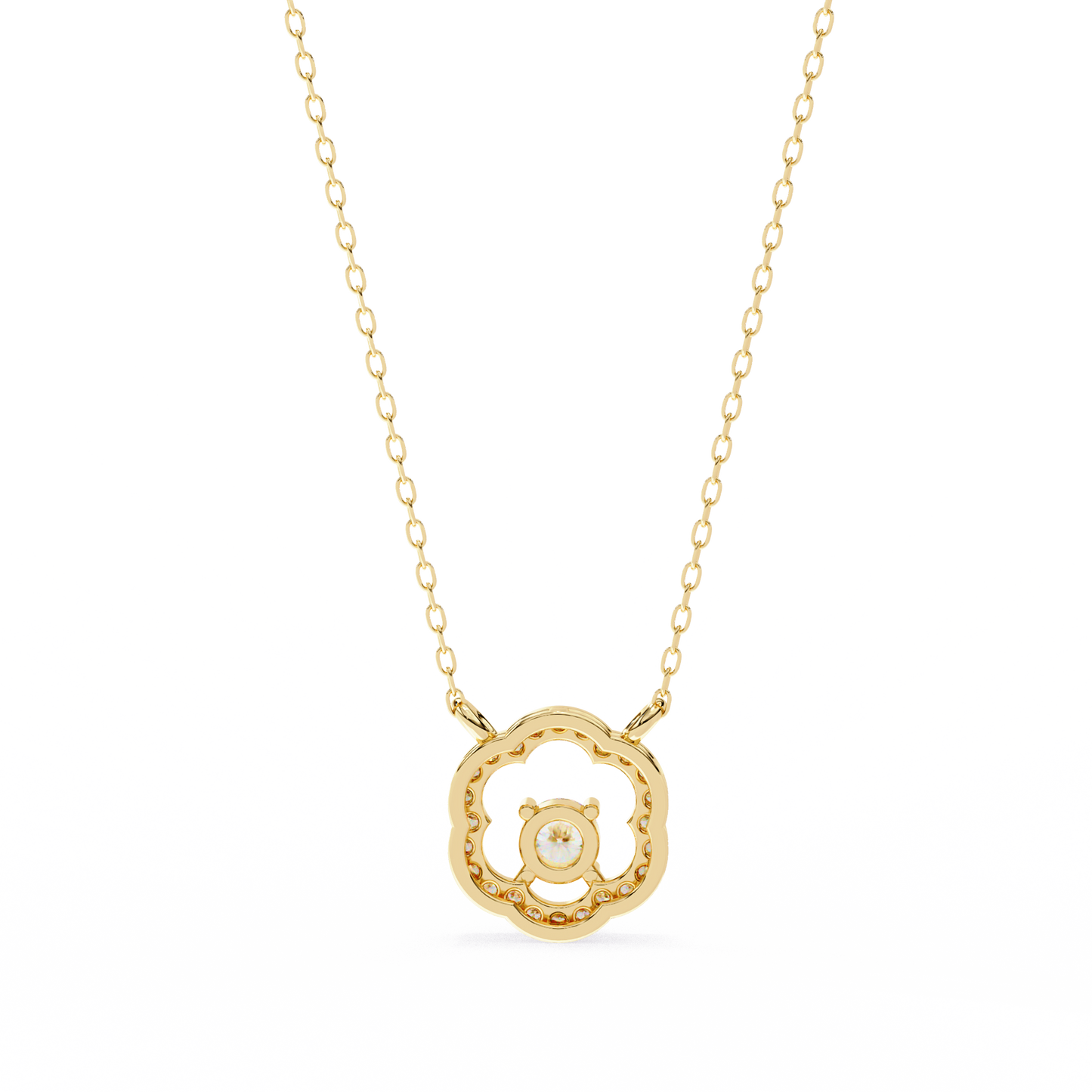 0.30CT Floral Lab Grown Diamond Pendant Necklace in Gold