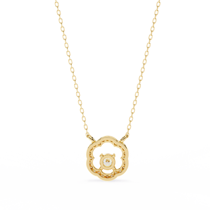 0.30CT Floral Lab Grown Diamond Pendant Necklace in Gold