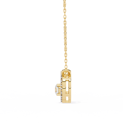 0.30CT Floral Lab Grown Diamond Pendant Necklace in Gold