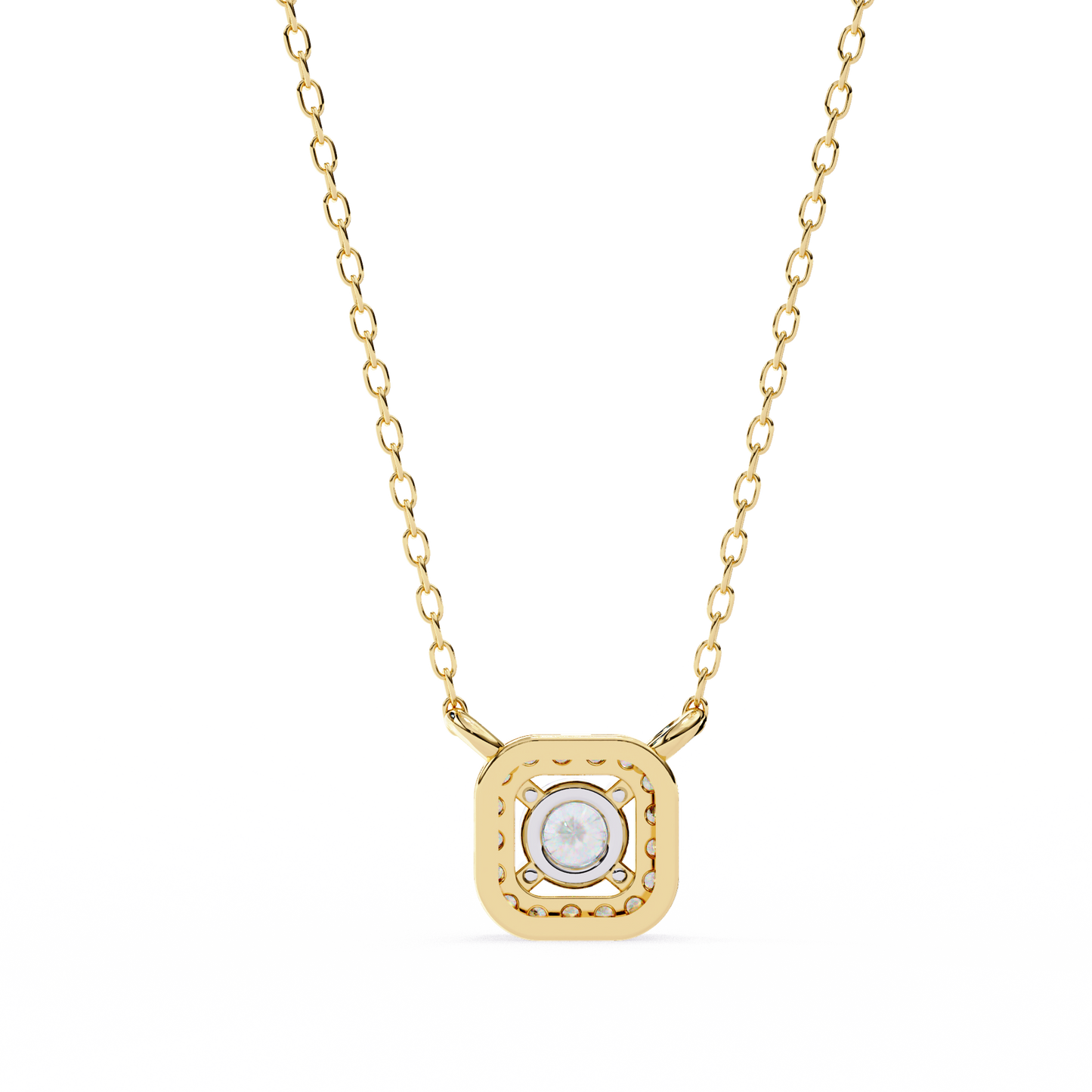 0.30CTRound Halo Lab Grown Diamond Pendant Necklace in Gold
