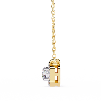 0.30CTRound Halo Lab Grown Diamond Pendant Necklace in Gold