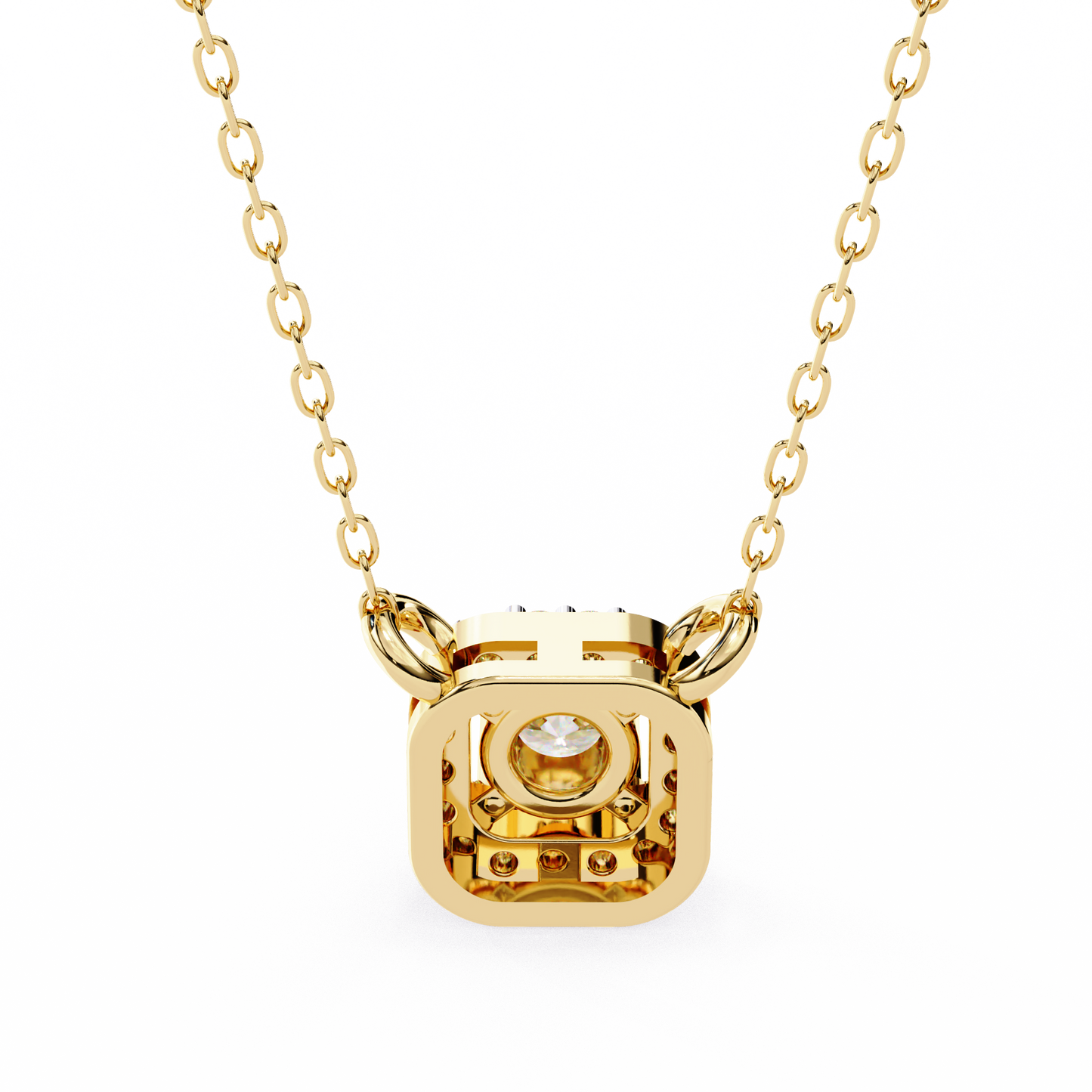 0.30CTRound Halo Lab Grown Diamond Pendant Necklace in Gold