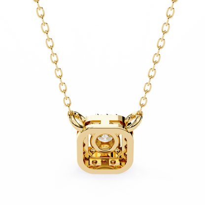 0.30CTRound Halo Lab Grown Diamond Pendant Necklace in Gold