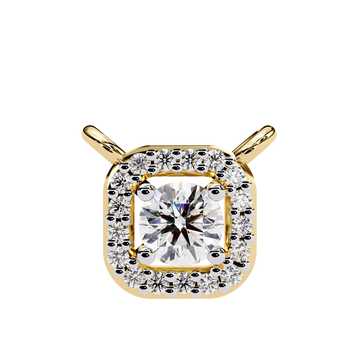 0.30CTRound Halo Lab Grown Diamond Pendant Necklace in Gold